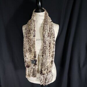 Toupy Paris France 100% Genuine Fur Scarf 4" w x 56" L